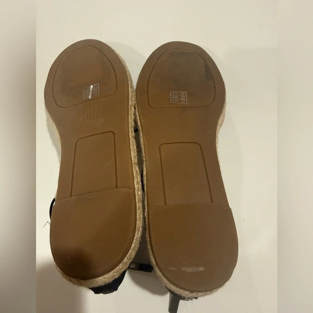 Eileen Fisher, black suede cross trap Spadrille. Flats 5.5 NWT.